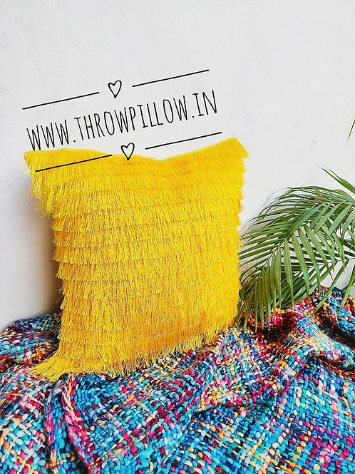Golden Yellow Fringe Layers Cushion