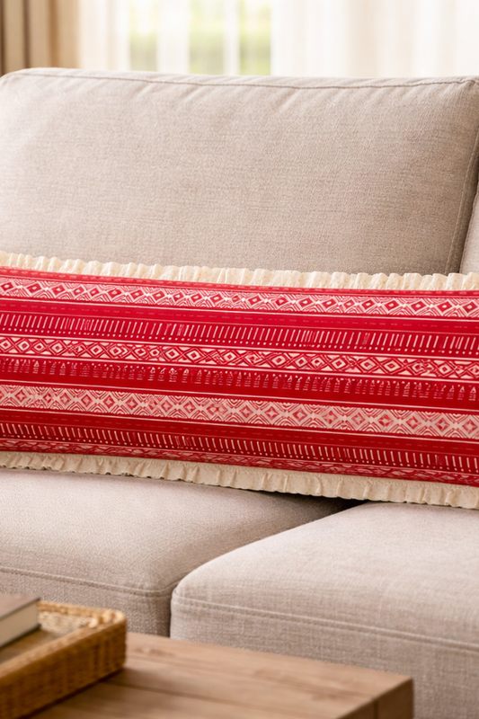 Thumbnail: Red Cotton Tribal Sofa D�cor Rectangular Full Body Bed Pillow Cover 12x36 Inches
