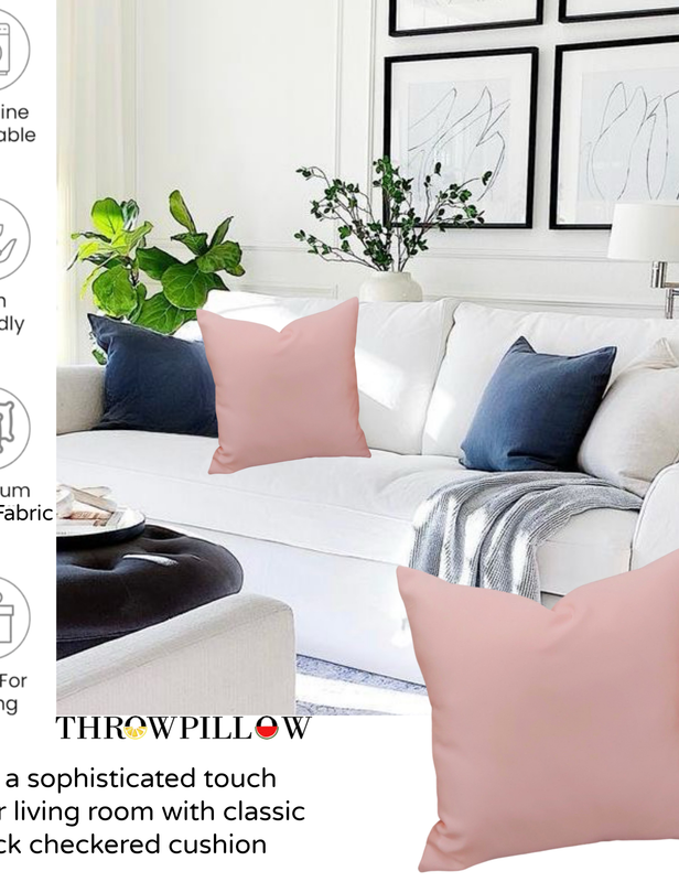 Thumbnail: Solid Peach Square Sofa Cotton Cushion Cover for Home Decor 16x16 Inches