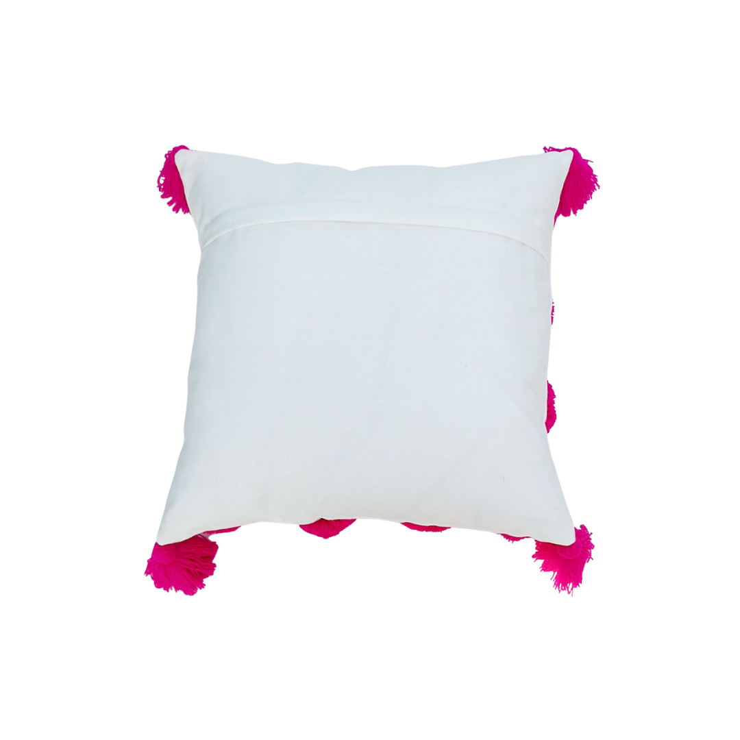 Add a pop of color and texture with the handmade hot pink pom pom