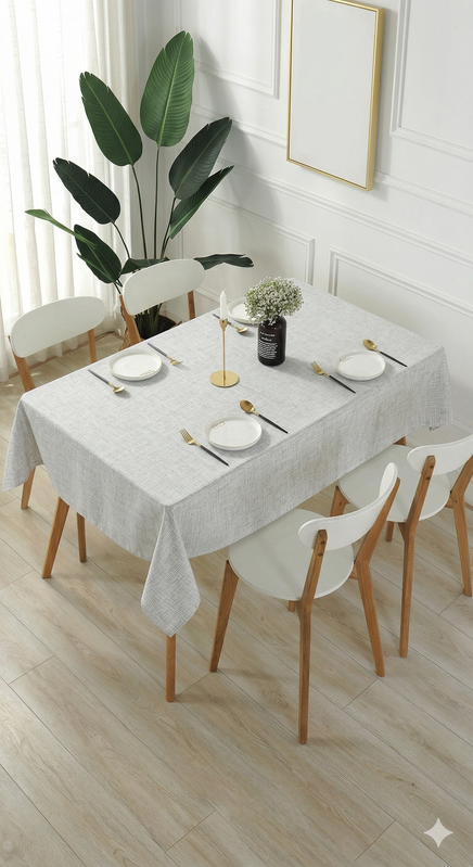 Thumbnail: Grey Linen Herringbone Coffee Table Cover|Table Cloth Living Room Decor