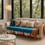الصورة المصغرة: Teal Blue 4 Seater Sofa Cover With Tassels |Anti-Slip Slipcover for Living Room