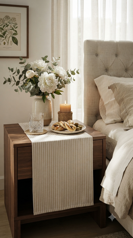 Μικρογραφία: Beige-White Table Runner |Nightstand, Bed Side Table Cabinet