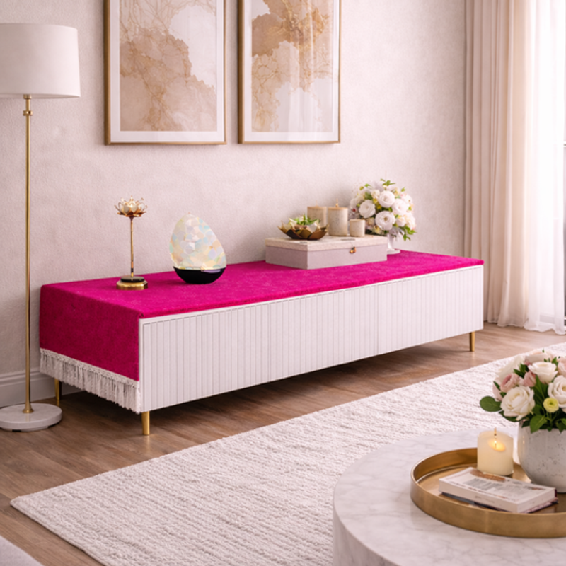 Thumbnail: Magenta  TV Unit TV Cabinet Fringe Table Runner