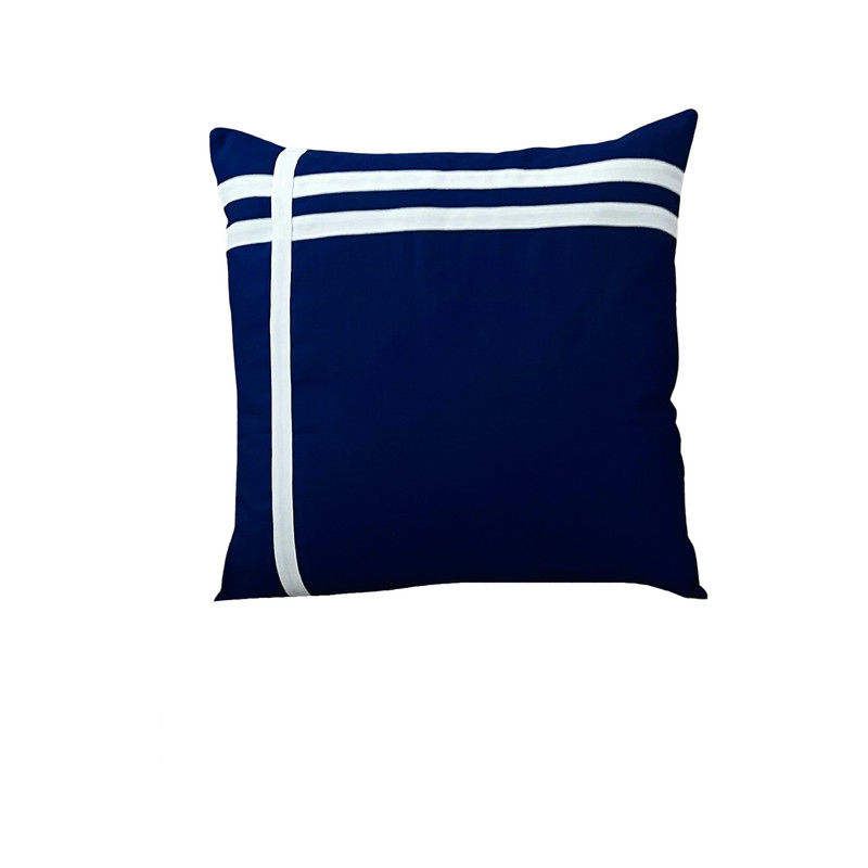 Nautical Coastal Navy Blue & White Striped Square Cushion Cover 12x12 Inches