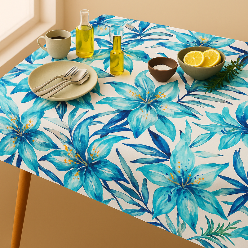 Indexkép: Blue Leaves Printed Boho Coffee Table Cover|Table Cloth Living Room Decor