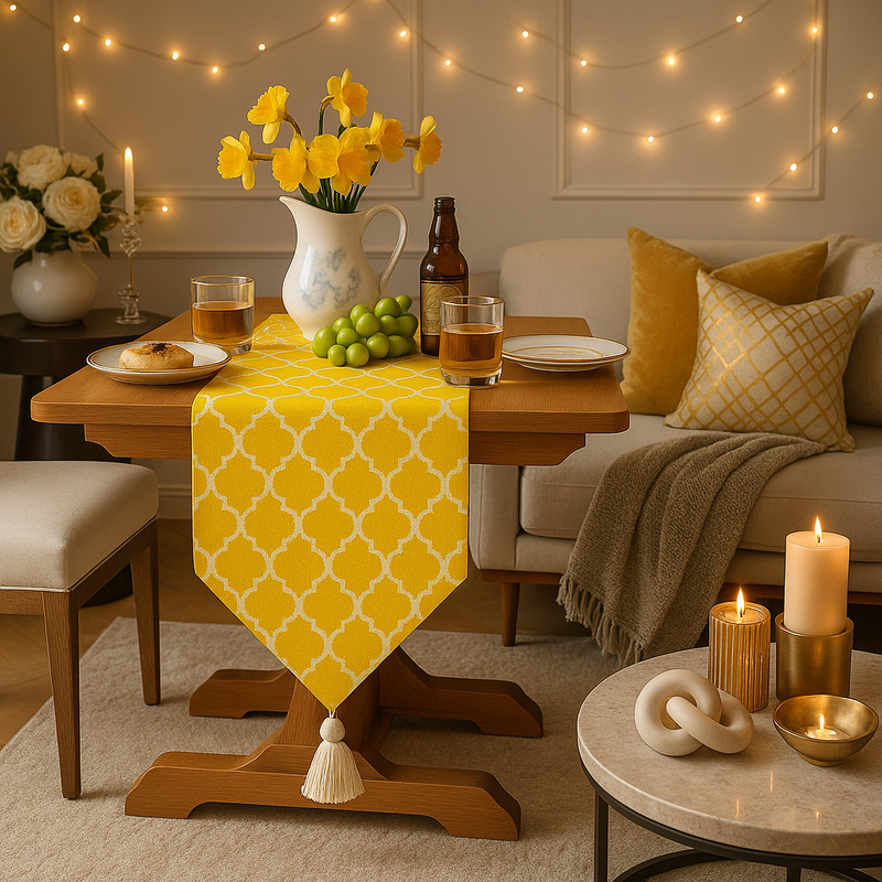 Miniatura: Yellow Diamond Multicoloured Table Runner |Nightstand, Bed Side Table Cabinet