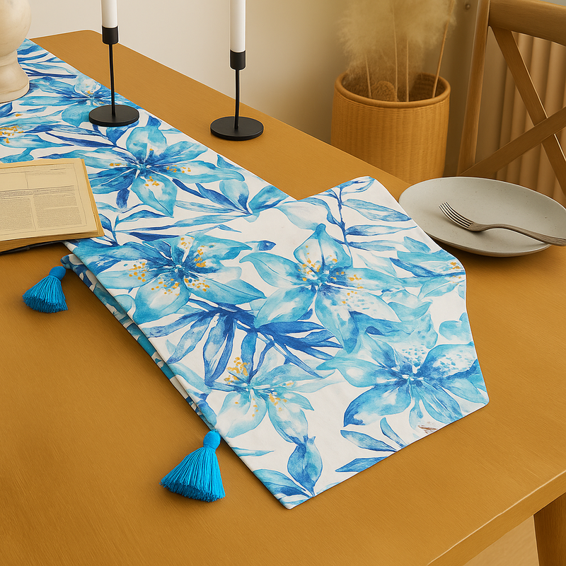 Indexkép: Blue Leaves Multicoloured Table Runner Coffee Table, Living Room Sofa Table