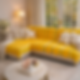 L Shape 4 Seater Sofa Cover With Tassels |Yellow| 2 Seater + 2 Seater Lounger