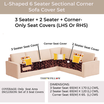 Dark Brown L Shape Corner Sofa Cover, Luxe Solid Sofa Cover