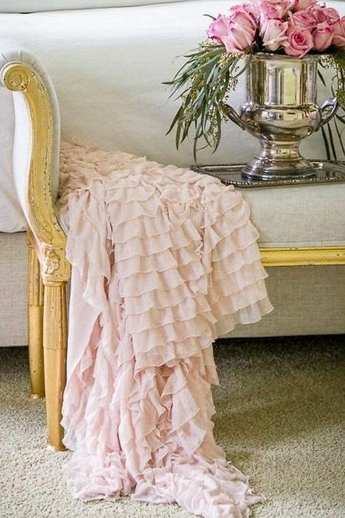 Pale Pink Ruffle Throw