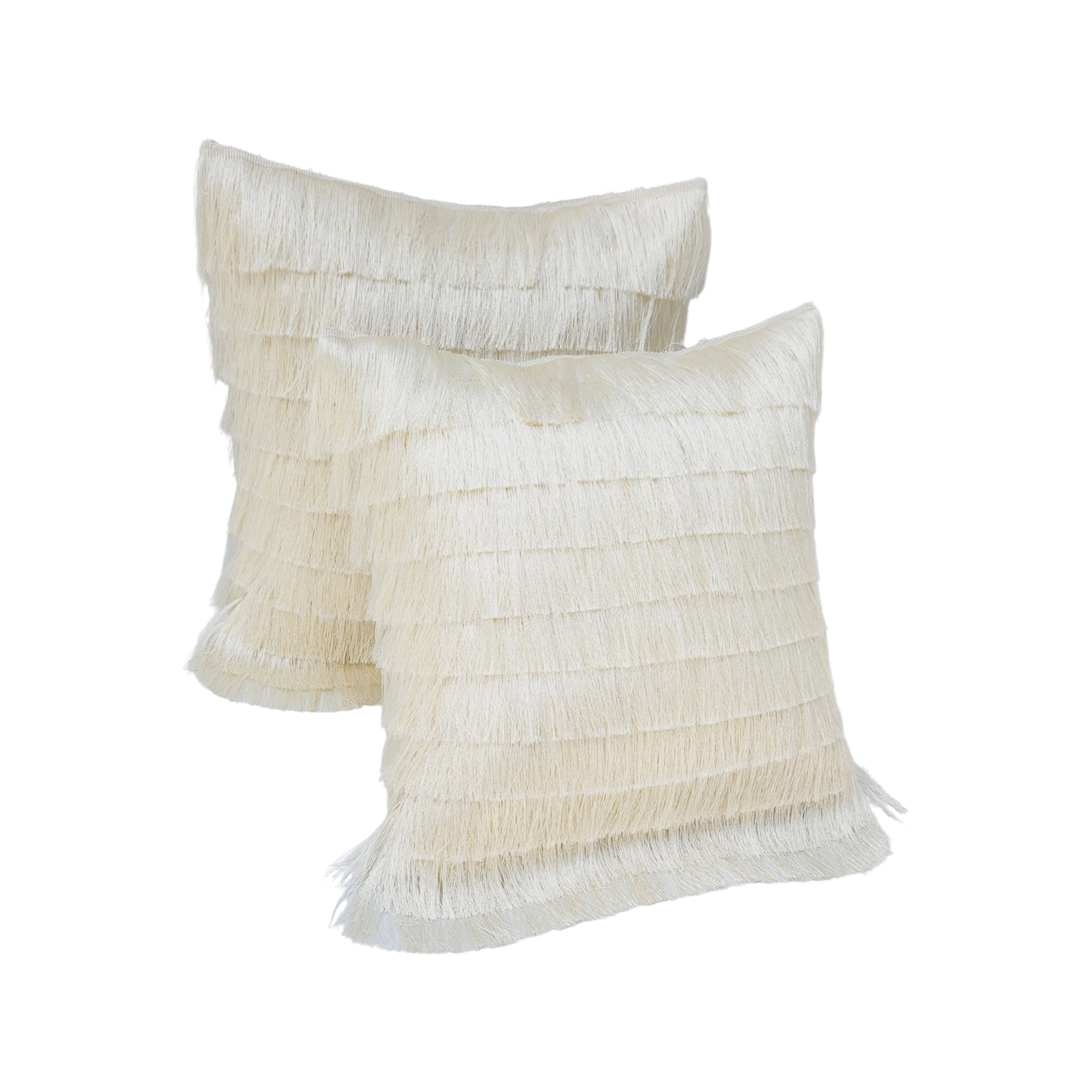 Neutral White Fringe Cushion Cover