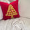 Miniatura: Red Velvet Cushion Covers with Gold Floral Embroidery | Christmas Tree Pattern