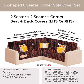 Dark Brown L Shape Corner Sofa Cover, Luxe Solid Sofa Cover