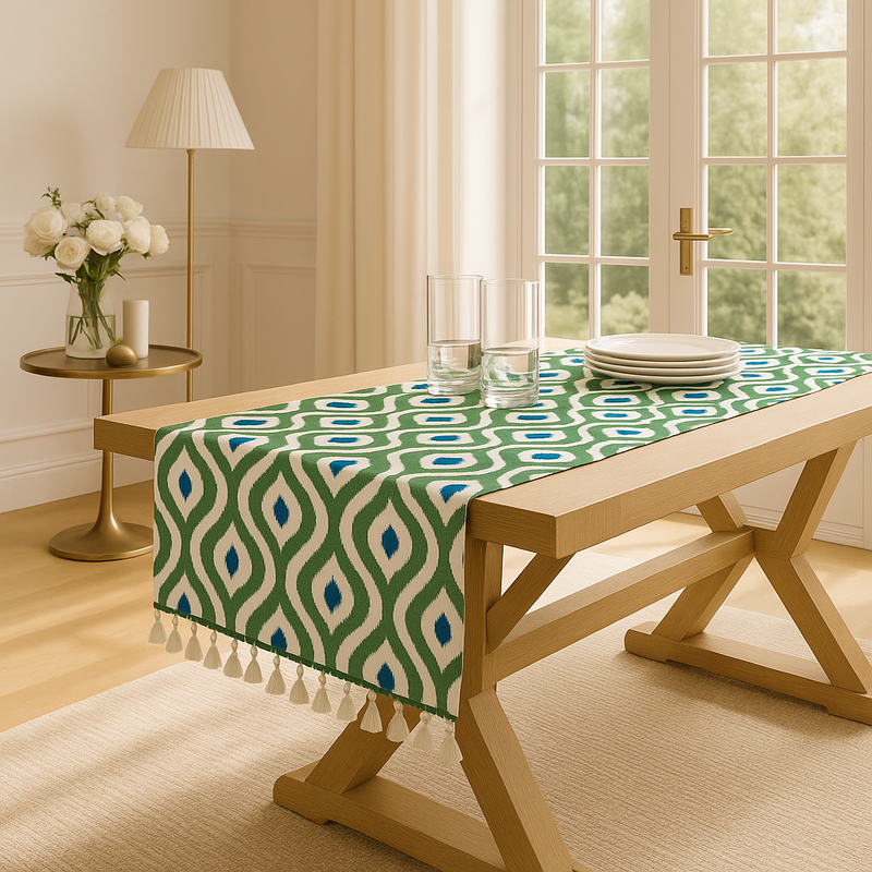 Thumbnail: Azure Ikat Multicoloured Table Runner |Dresser Drawer Cabinet Entry Console