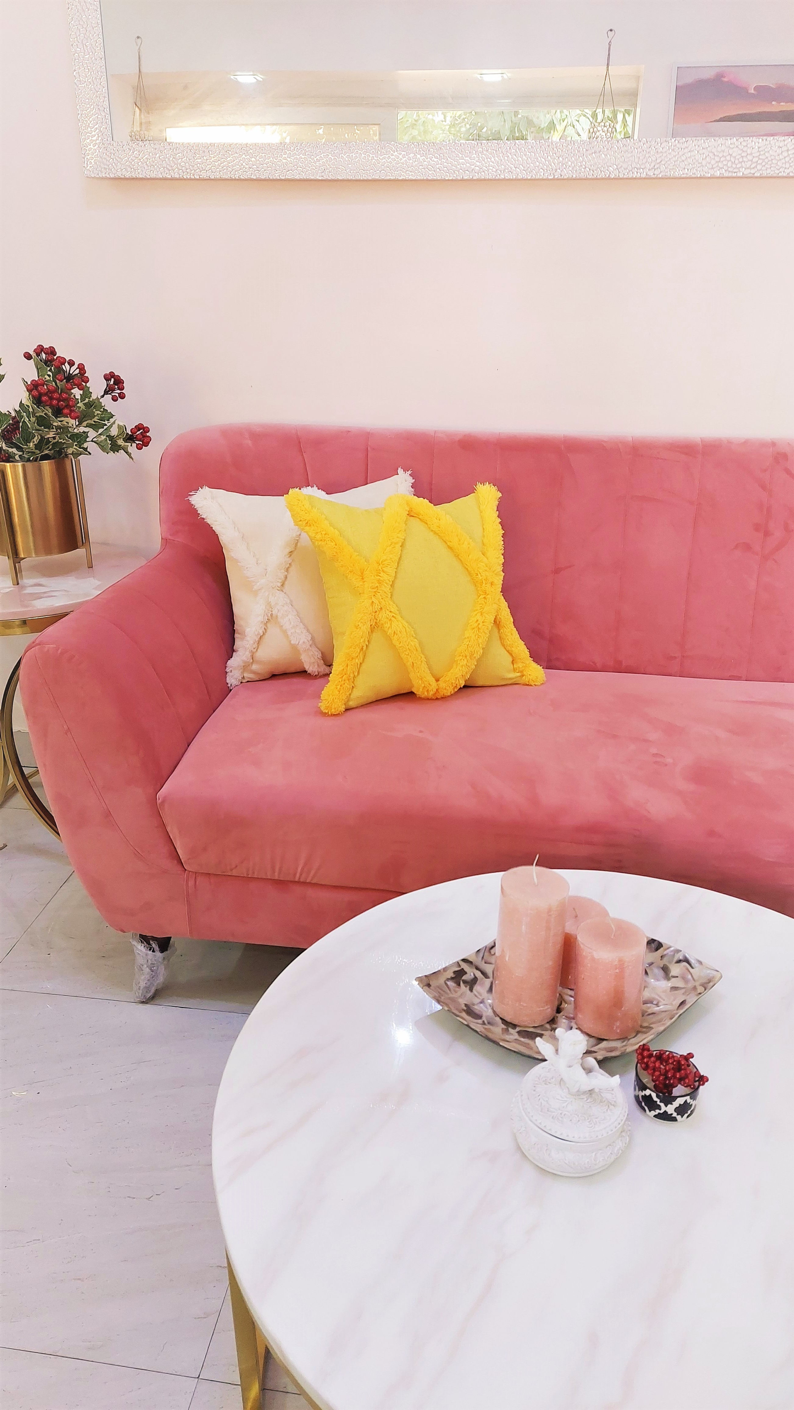 Yellow Criss Cross Cushion Cover