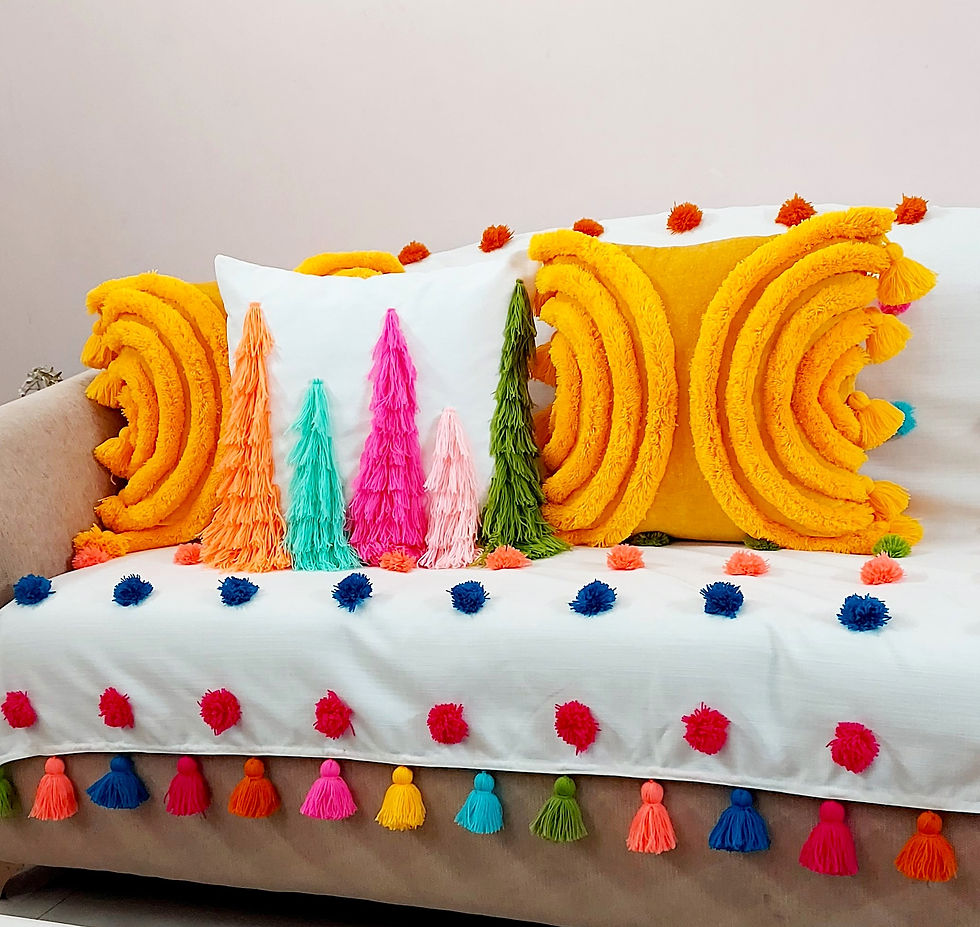 Thumbnail: Yellow Crescent Tufted Cushion Cover