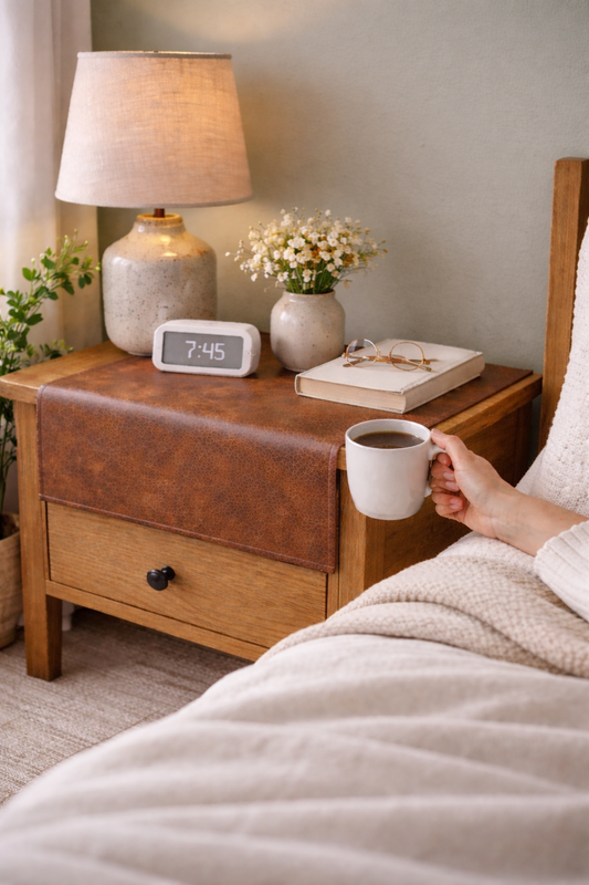 Miniatura: Brown Distressed Leather Texture Table Runner|Nightstand, Bed Side Table Cabinet