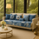 Thumbnail: Blue 4 Seater Sofa Cover With Tassels |Anti-Slip Slipcover for Living Room