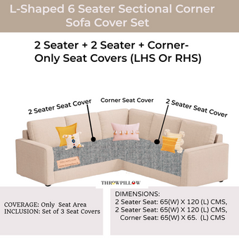 Light Grey L Shape Corner Sofa Cover, Luxe Solid Sofa Cover