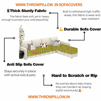 Thumbnail: Sofa Cover For LShaped Sofa-Lounger Set Olive Green Sofa Cover With White Tassel