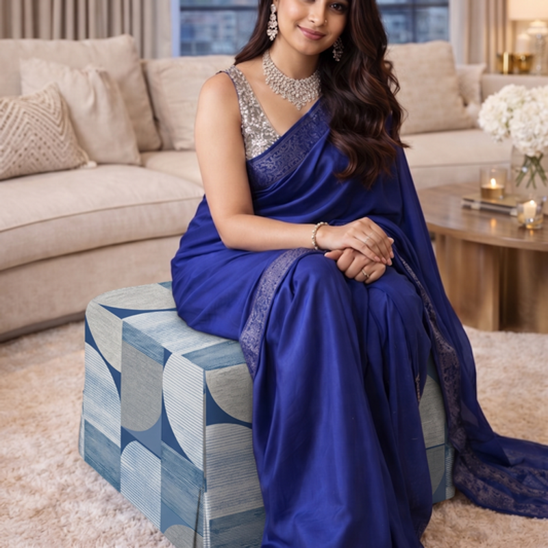 Miniatura: Geomatric Skirted Pouffe Cover Square Puffe Frill Cover-14"X14" Pouffe Seat