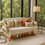 Sīktēls: Cream 4 Seater Sofa Cover With Tassels |Anti-Slip Slipcover for Living Room