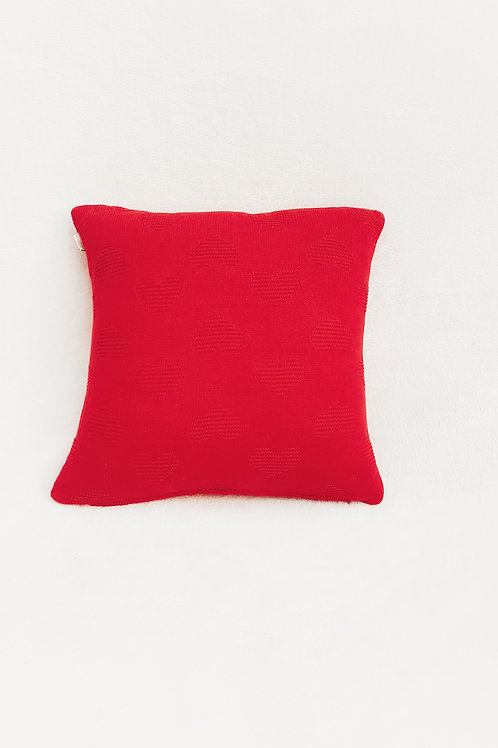 Red Heart Embossed Knitted Cushion Cover