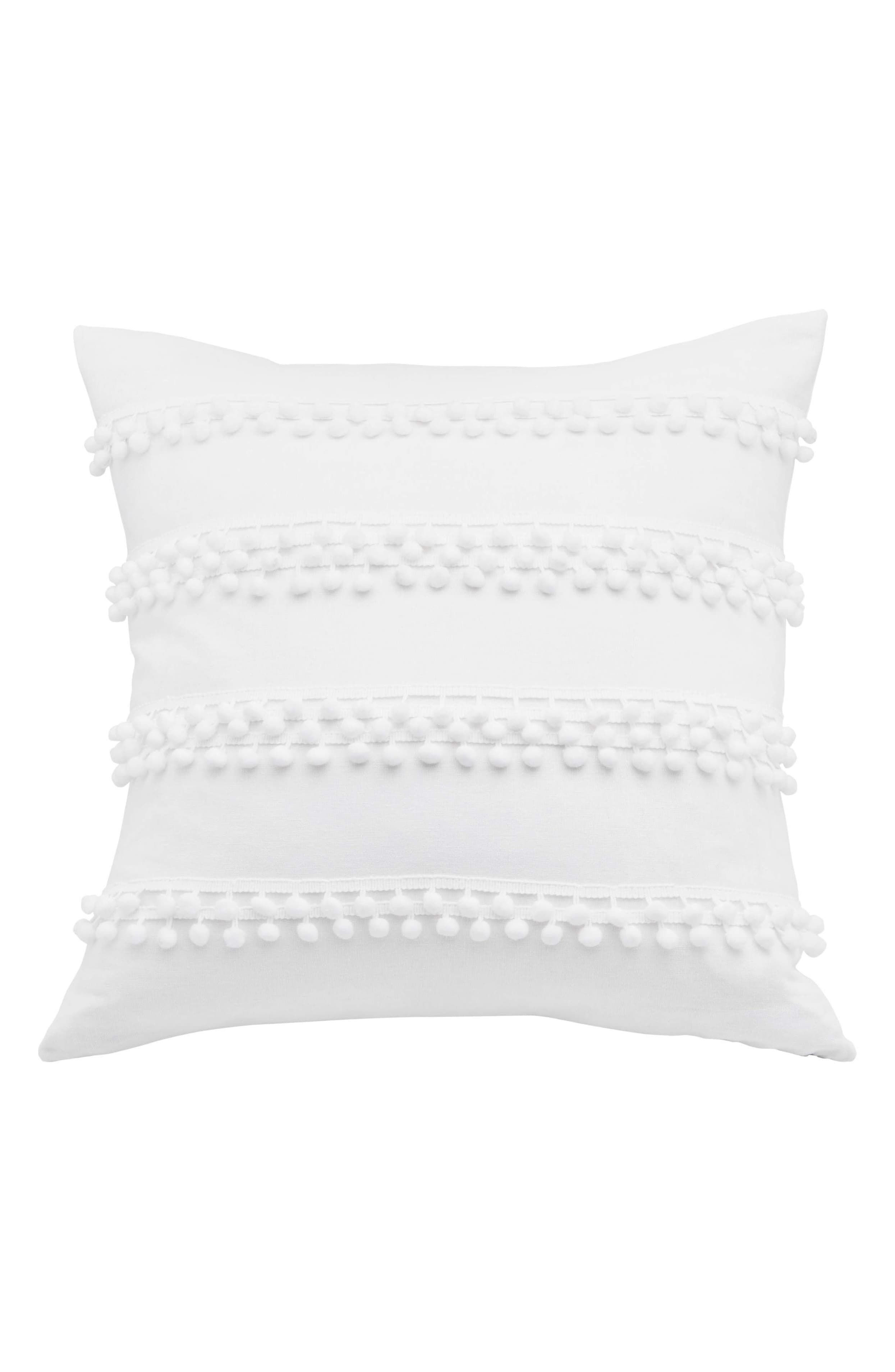 Snow White Pom Pom Cushion Cover