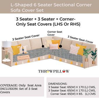 Thumbnail: Light Grey L-Shaped Corner Sofa Cover, Boho Sofa Cover With Tassels