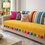 Thumbnail: 3 Seater Sofa Cover With Tassels: Light Yellow Bohemian Embroidered Back Cover