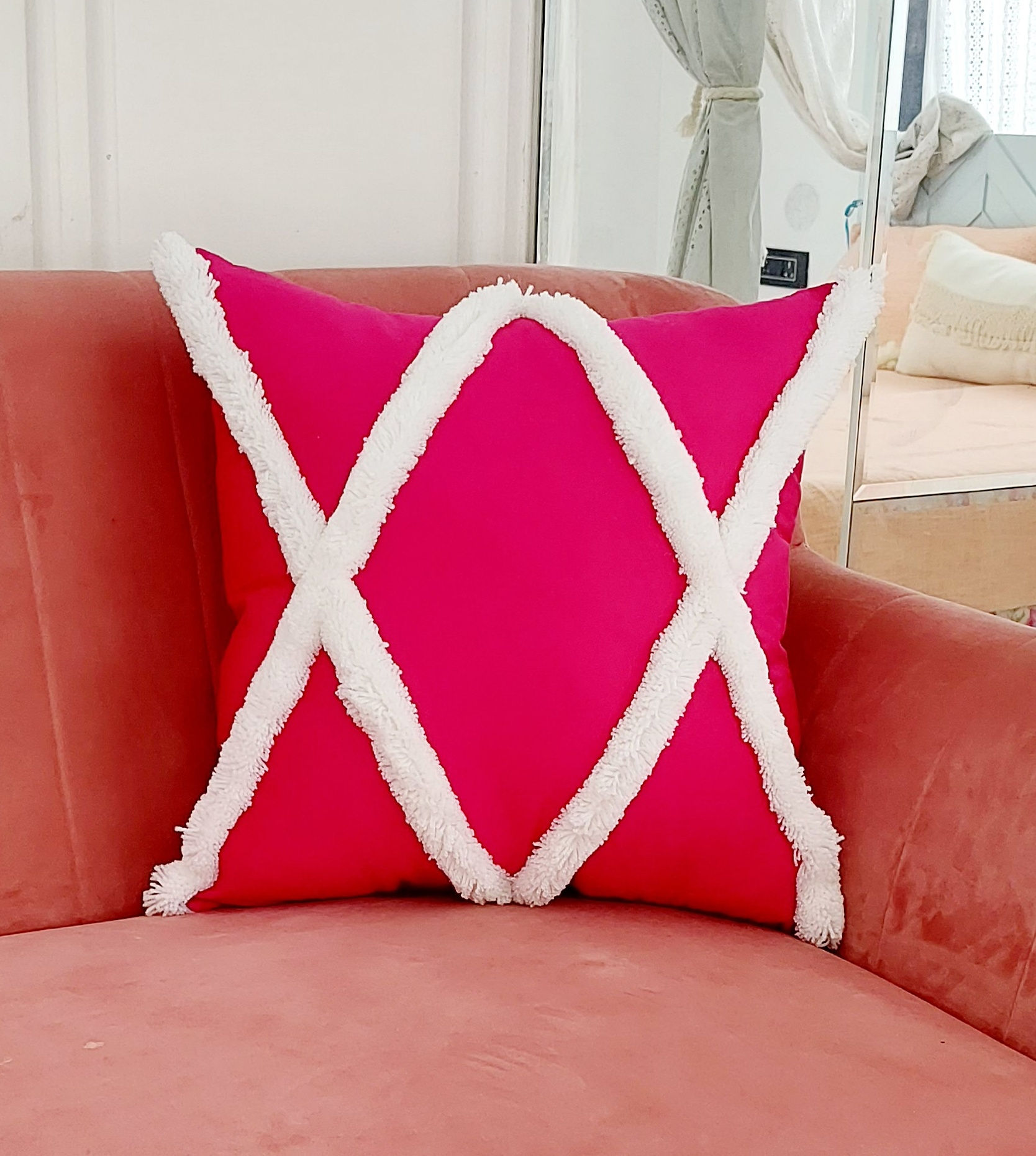 White Tufted Cushion Cover