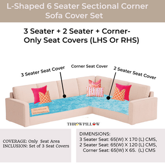 Ice Blue L Shape Corner Sofa Cover, Luxe Solid Sofa Cover