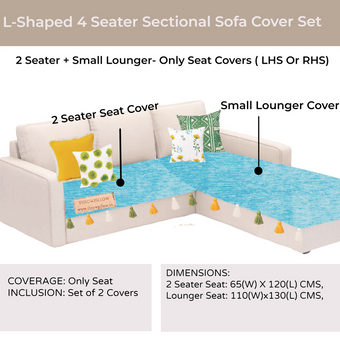 縮圖：Sofa Cover For LShaped Sofa-Lounger Set Ice Blue Sofa Cover With Tassel