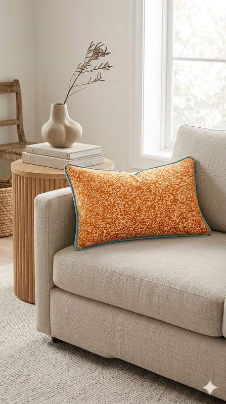Thumbnail: Burnt Orange Cotton Cushion  Rectangular Cushion Cover 14x30 Inches