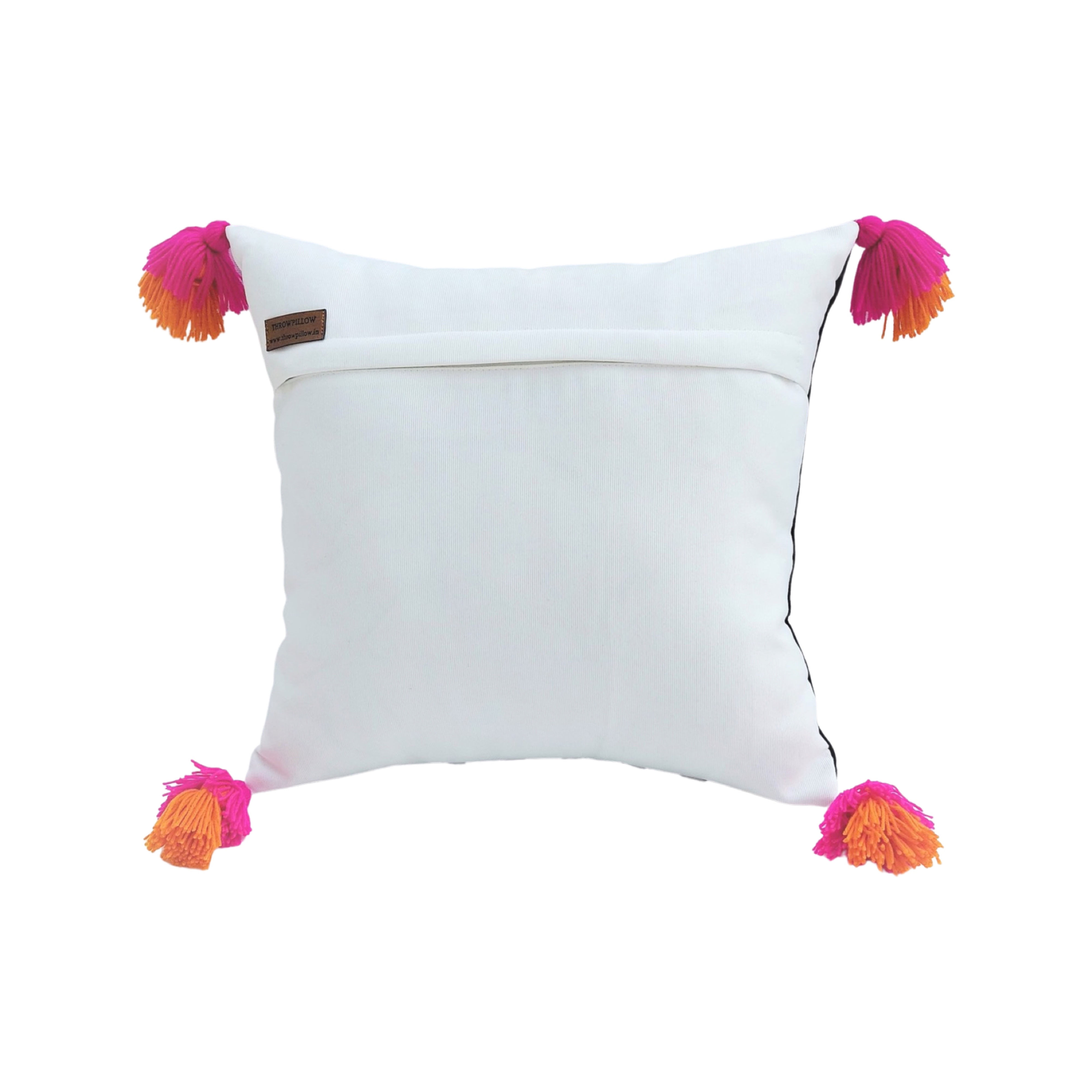 Black & White Stripes Bright Tassel Square Cushion Cover