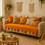 Imej kecil: Orange 2 Seater Sofa Cover With Tassels|Boho Tassel Sofa Throw For Love Seat