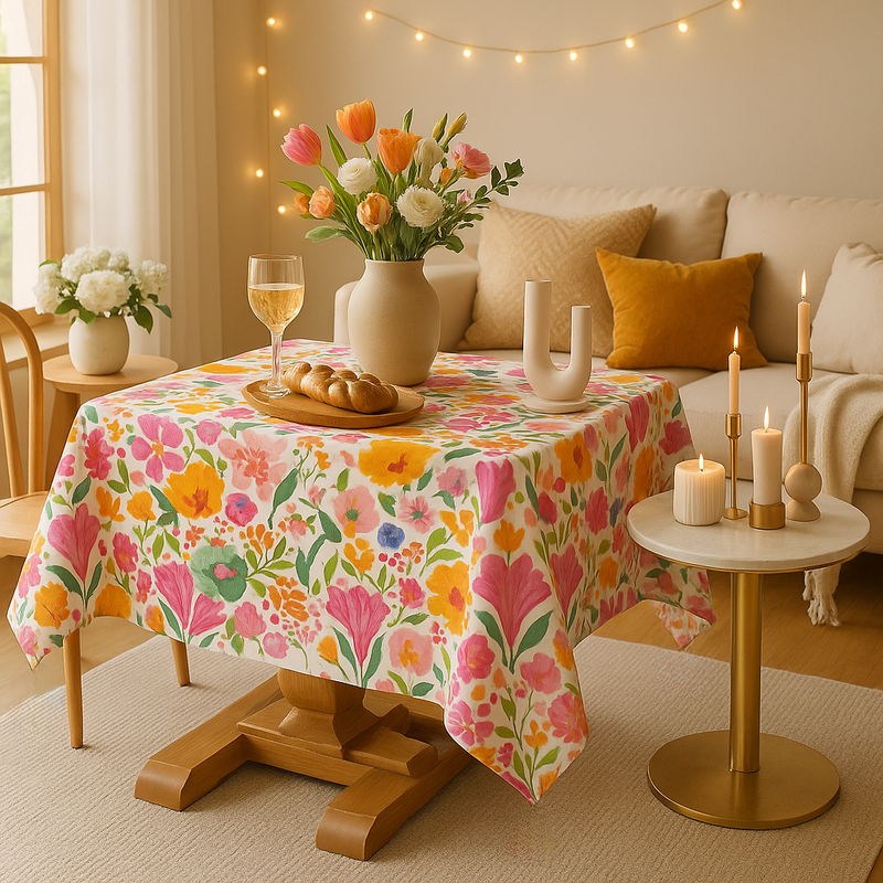 Miniatura: Floral Print Coffee Center Table Cover|Table Cloth Living Room Decor