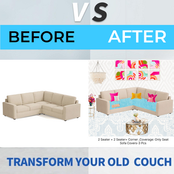Ice Blue L Shape Corner Sofa Cover, Luxe Solid Sofa Cover