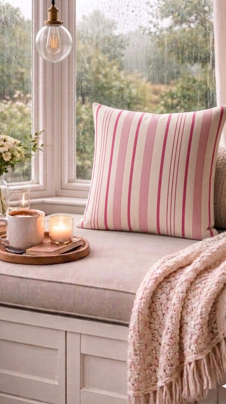 ภาพขนาดย่อ: cotton striped cushion cover  Square Sofa Cushion Cover 16x16 Inches