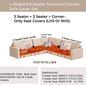 Miniatura: L-Shaped Corner Sofa Cover, Solid Orange Sofa Cover With Multicolor Tassel