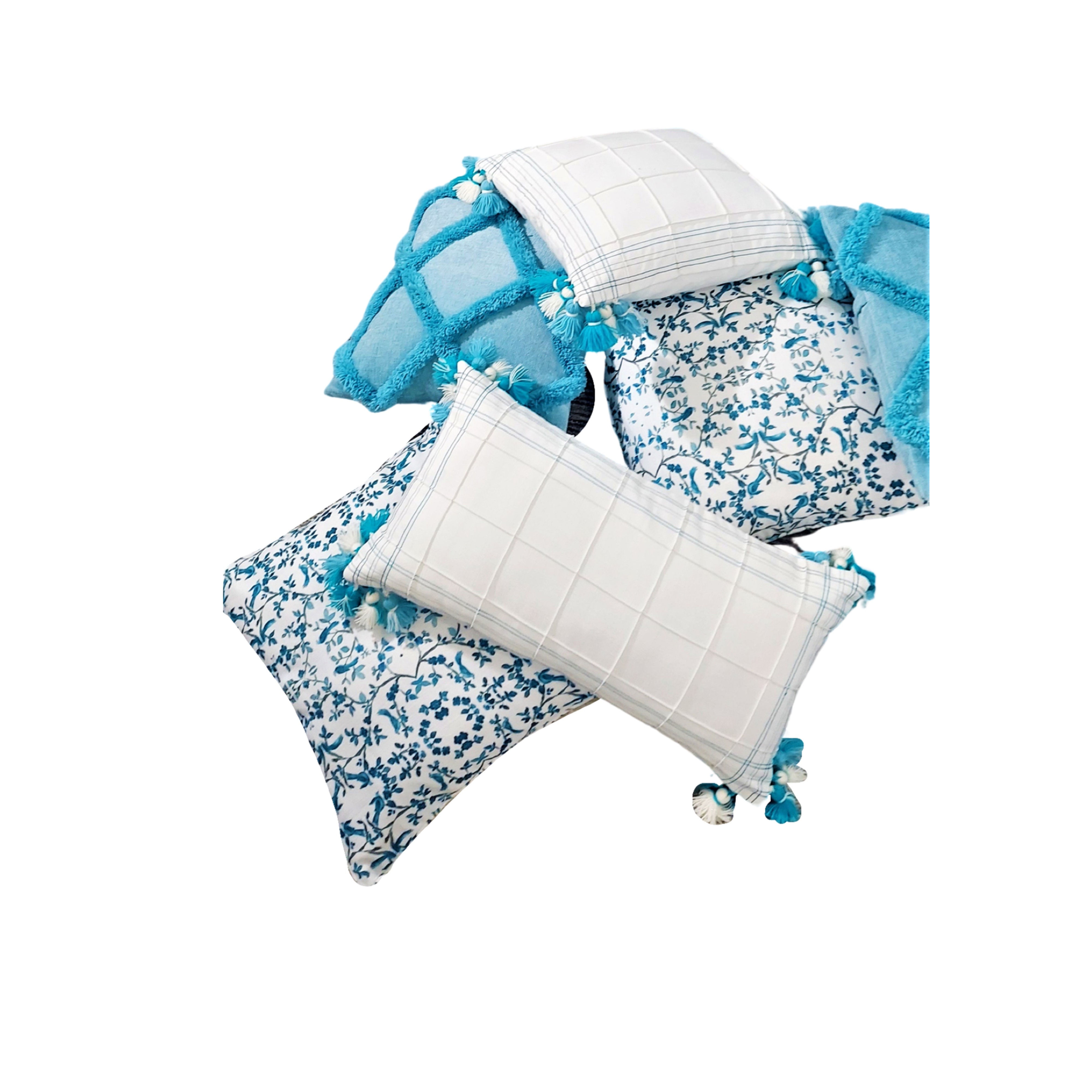 White And Blue Cushion Cover