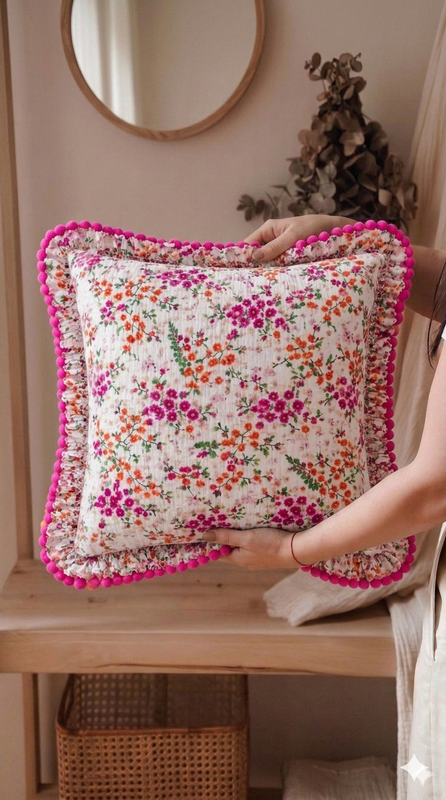 Thumbnail: Floral Cottagecore Cushion   Square Sofa Cushion Cover 18x18 Inches