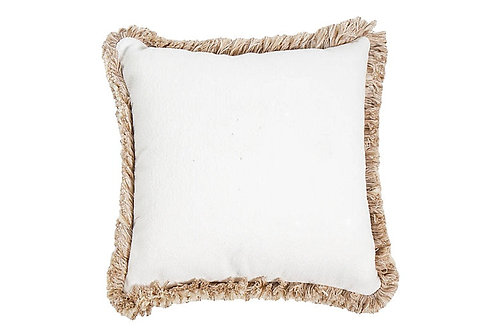 Beach Bungalow White Fringe Cushion Cover