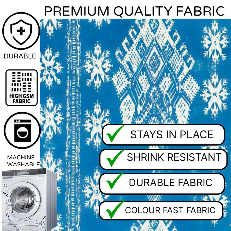 Thumbnail: Blue Alpine Skirted Pouffe Cover Ottoman Puffe Frill Cover-16"X24" Pouffe Seat