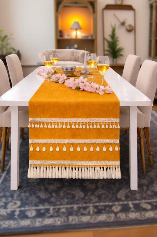 サムネイル： Ocher Table Runner |Nightsocherd, Bed Side Table Cabinet