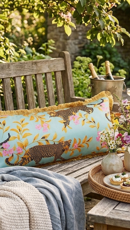 Thumbnail: Leopard Botanical Cushion  Rectangular Full Body Bed Pillow Cover 12x48 Inches