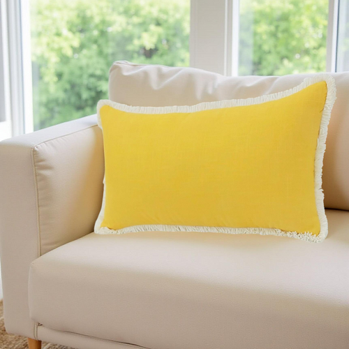Amazon Throw Pillows Rectangular Mustard Yellow Fringed For