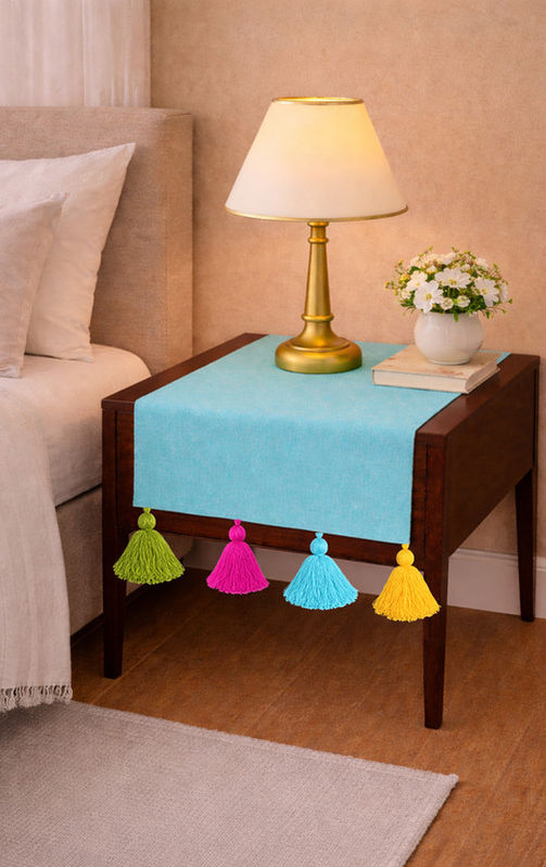 थंबनेल: Ice Blue Table Runner |Nightsice Blued, Bed Side Table Cabinet