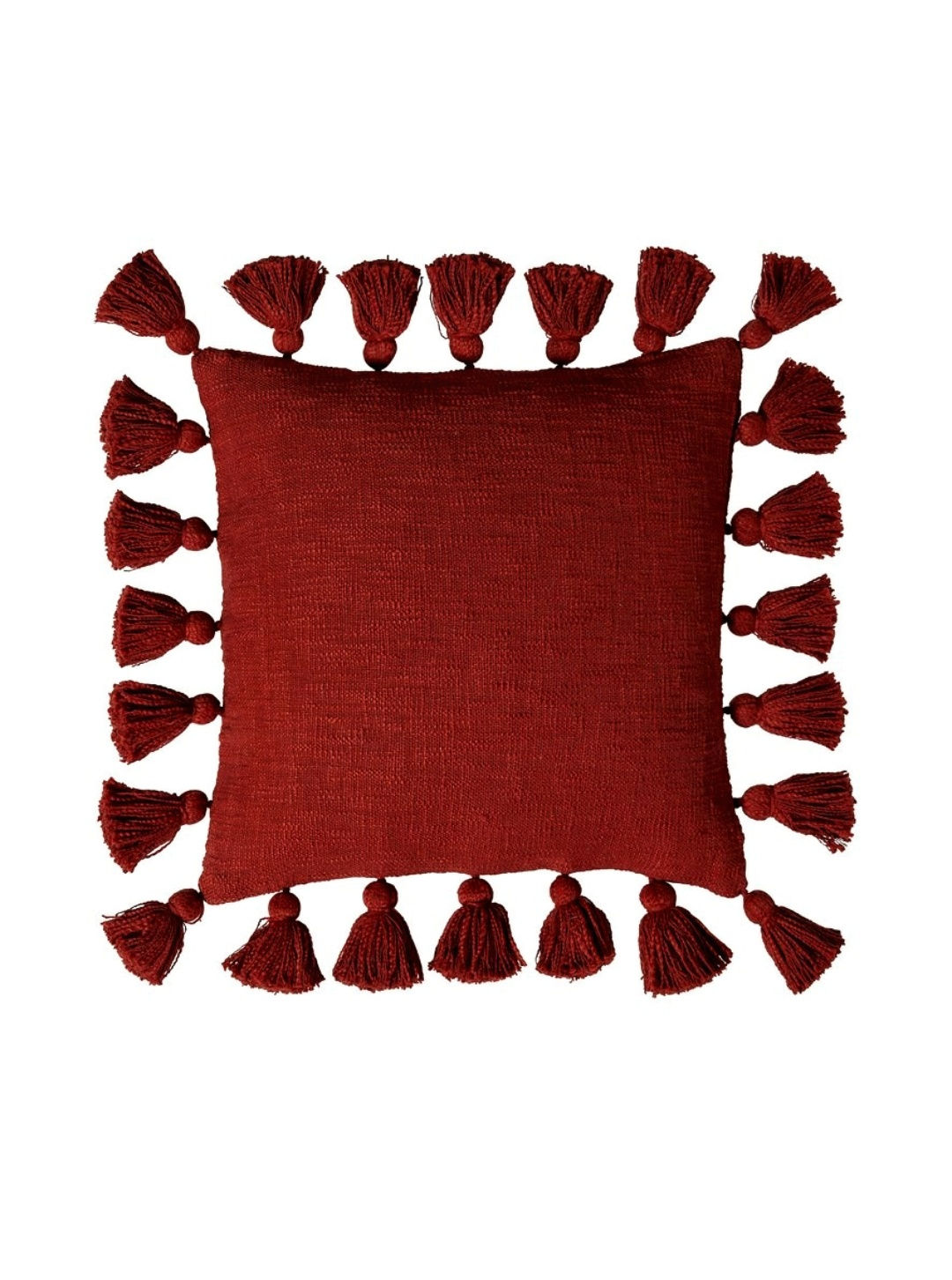 Red All Round Tassel Cushion Cover